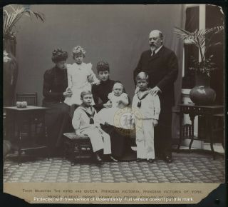 Vintage Uk Royalty: King Edward Vii Queen Alexandra Children Photograph C.  1870s