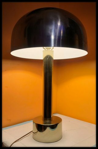 Vintage Laurel Mid Century Chromed Steel Mushroom Table Lamp