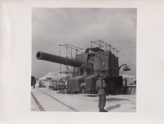 Press Photo Ww2 15 " Coastal Gun Wanstone Battery Near Dover 18.  5.  1942