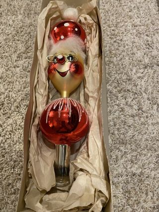 Vintage Blown Glass Mrs.  Claus Tree Topper Made In Italy 12 " Very Rare