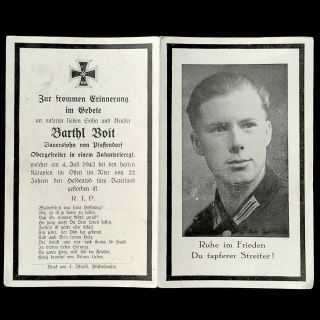 Ww2 German Army Soldiers Mourning Death Card - Xe60