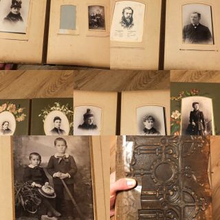 Antique Vtg 1880s Cabinet Card Cdv Tintype Album 38 Photos Mass Portrait 1800s