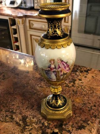 Fine Antique 19th Century Sevres Hand Painted With Sign Vase