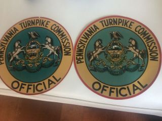 2 - Large Vtg Pennsylvania Turnpike Commission Official Decals 9” X 9”