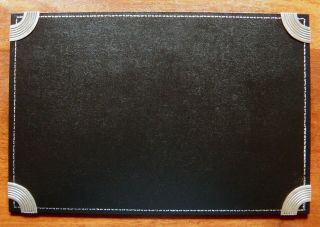 Vintage Leather & Felt Desk Pad Blotter Mat With Sterling Silver Corners 1995