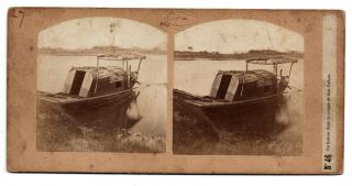 1859 Shanghai Soochow Creek Sampan / Boat Louis Legrand Stereoview Photo China