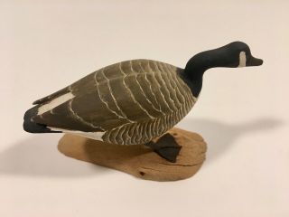 Rare Hand Carved Miniature Canada Goose By Harold Gibbs Signed & Dated 1966 3