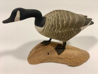 Rare Hand Carved Miniature Canada Goose By Harold Gibbs Signed & Dated 1966 4