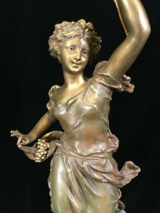 FRENCH BRONZED SPELTER FIGURAL MAIDEN LAMP SIGNED RANCOULET - CIRCA 1885 3