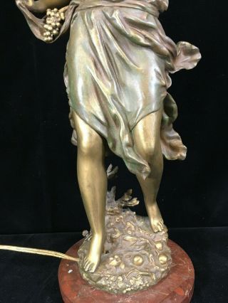 FRENCH BRONZED SPELTER FIGURAL MAIDEN LAMP SIGNED RANCOULET - CIRCA 1885 4