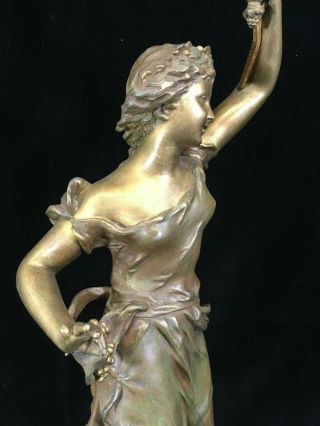 FRENCH BRONZED SPELTER FIGURAL MAIDEN LAMP SIGNED RANCOULET - CIRCA 1885 6