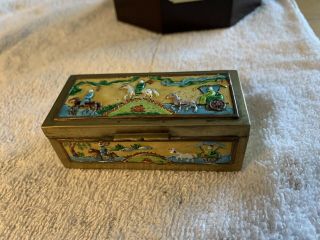 Chinese Brass & Enamel Box Very Old Well - Made Vintage Box