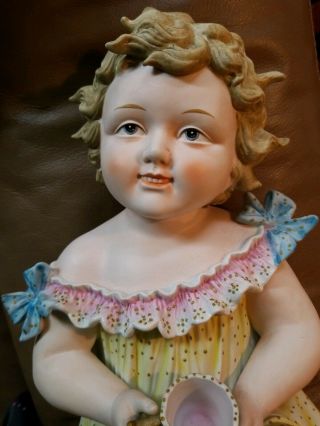 Vintage Andrea Large 13 " Porcelain Bisque Piano Baby Holding Cup Numbered X1119