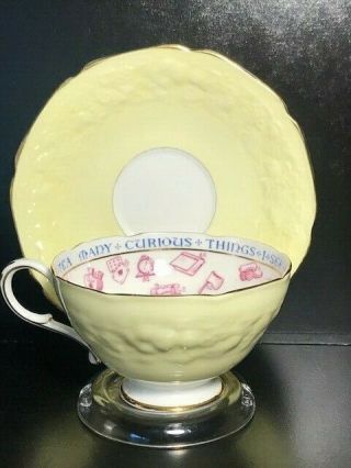 PARAGON rare FORTUNE TELLING Teacup & Saucer TASSEOGRAPHY Chippendale c.  1935 2