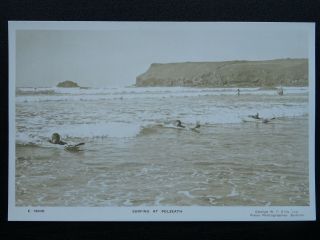 Cornwall Polzeath Surfing - Old Rp Postcard By George W.  F.  Ellis