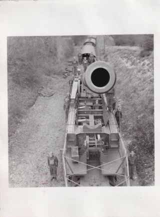 Press Photo Ww2 Large 18 Inch Railway Gun On Rail Mounting 29.  3.  1941