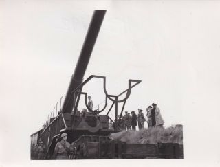 Press Photo Ww2 18 " Railway Gun Churchill Field Marshal Smuts 23.  10.  42