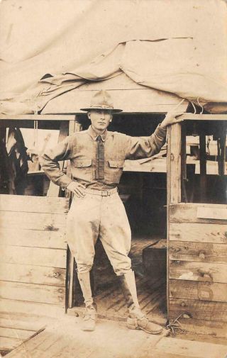Rppc Military Soldier Ww1 Real Photo Postcard (c.  1919)