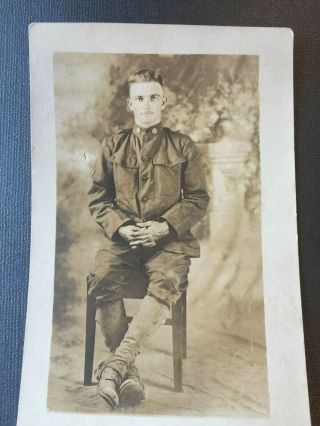 Picture Postcard Of Soldier Frank Newberger In Army Uniform World War 1,  C 1917