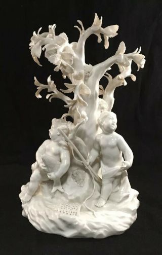 Antique Continental Blanc - De - Chine Porcelain Figure Group Cherubs Putti 726