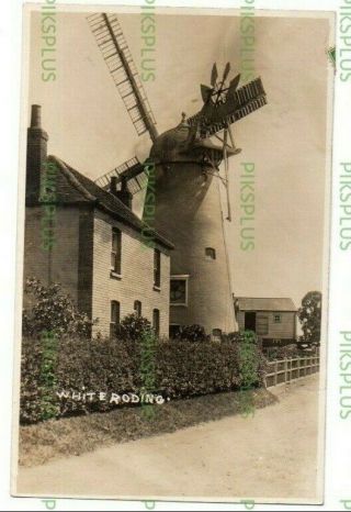 Old Postcard White Roding Windmill Uttlesford District Essex Real Photo Used1912