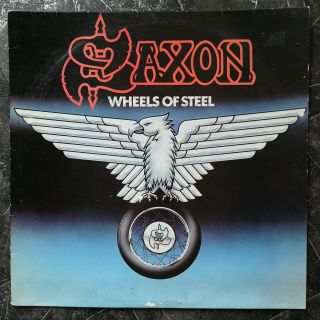 Saxon Wheels Of Steel Vinyl Record Lp 1980 Carrere Cal 115 A1/b2 Ex