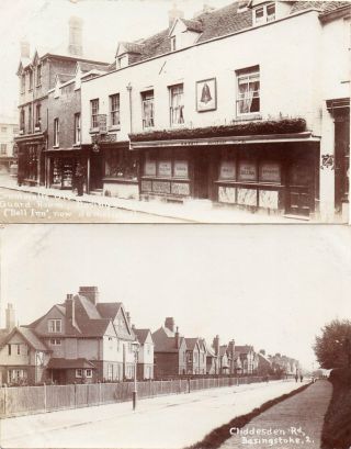 2 Old Real Photo Postcards Of Basingstoke - Cliddesden Rd.  & Bell In