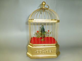 Antique German KARL GRIESBAUM Singing Bird Cage Music Box Automaton (See Video) 5