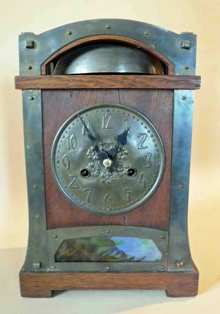 Antique Arts & Crafts Hamburg America Clock Co.  Mission Oak Shelf Clock