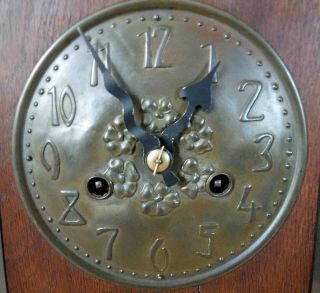 Antique Arts & Crafts Hamburg America Clock Co.  Mission Oak Shelf Clock 3