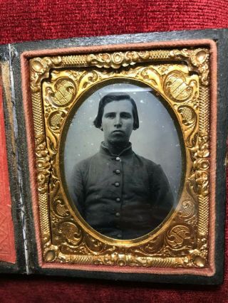 Civil War Soldier Ambrotype Photograph 1/9th Plate Confederate / Union