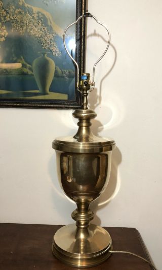 Vintage Chapman 1972 Solid Polished Brass Monumental Urn Lamp Hollywood Regency