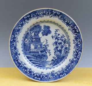 Antique English Delft Plate Chinoiserie 18th C.