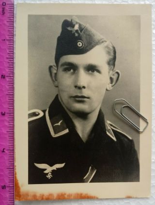 Ww2 Orig.  Big Photo German Luftwaffe Soldier Portrait 3.  5 X 5.  5 Inch 013
