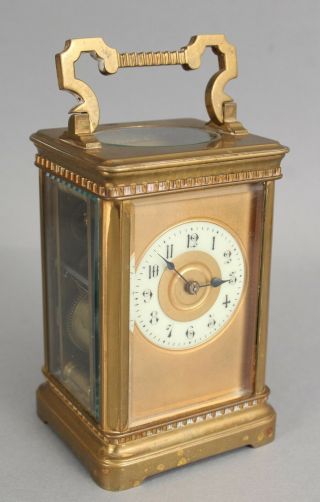 Large Antique 19thc French Gold Gilt Bronze Carriage Clock,
