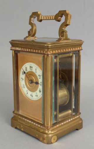 Large Antique 19thC French Gold Gilt Bronze Carriage Clock, 5