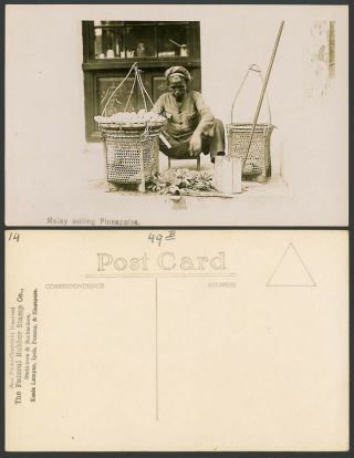 Singapore Old Real Photo Postcard Malay Pineapples,  Native Seller Vendor