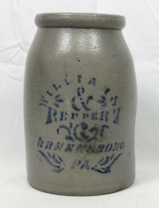 Antique Williams Reppert Greensboro Salt Glazed Wax Sealer 1 Gal Stoneware Crock