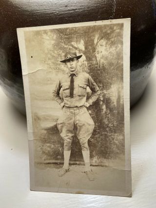 Vintage Photo Ww1 Us Army Medical Enlisted Soldier Rppc Postcard