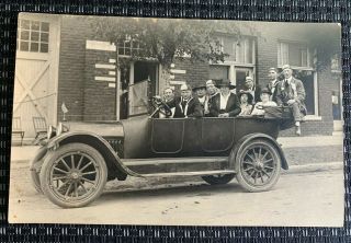 Antique Rppc Real Photo Postcard Group Of People Old Car Sand Springs Oklahoma