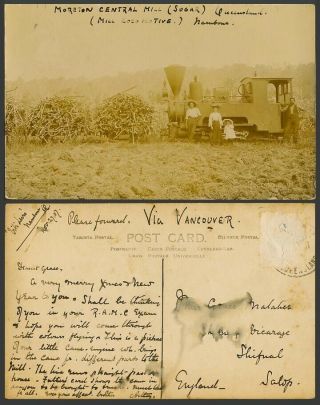 Queensland Moreton Central Sugar Mill Locomotive Train Nambour 1907 Old Postcard