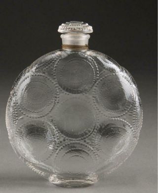 Rare Rene Lalique Forvil - 7 Relief Clear Glass Perfume Bottle C.  1924 Nr
