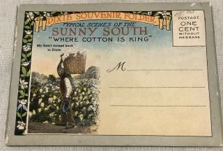 Vintage Dixie Souvenir Folder Postcard Sunny South Black Americana 16 Pic Inside