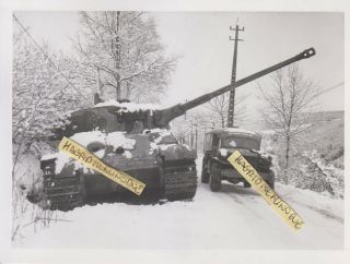 Ww2 Press Photograph Ardenne Panzer Konigs Tiger La Gleize Top