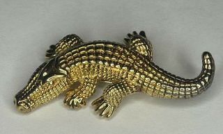 Carla 14k Yellow Gold Alligator Brooch 6.  8 Grams Estate Vintage