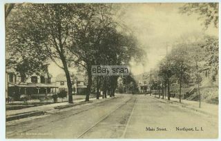 Old 1916 Postcard View Of Main Street,  Northport,  Ny Long Island.