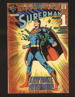 Superman 233 All Kryptonite Destroyed & Classic Neal Adams Cover Vg/fine Cond.