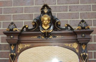 Stunning Victorian Mahogany Full Length Pier Hall Mirror Gilt Carved Womans Face