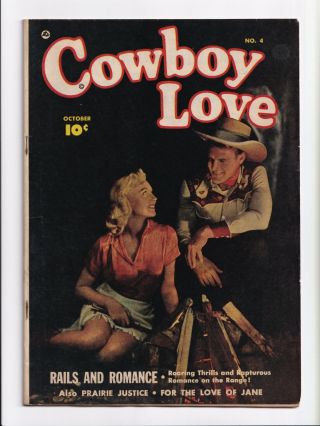 Cowboy Love 4 Photo Cover Golden Age Western Fawcett Comics 1949 Vg/fn