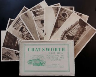 Derbyshire Chatsworth House & Grounds Set Of Eight Old Postcards By Photochrom